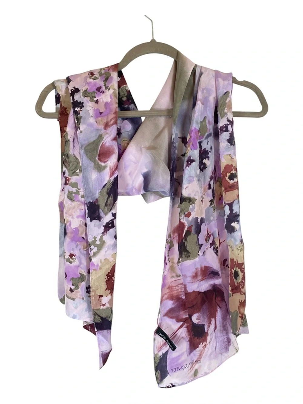 CYNTHIA‎ ROWLEY Lavender Floral Watercolor Silk Scarf